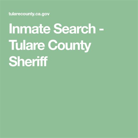 Tulare county active inmate search - Jail Watch Commander. (559) 600-8440. Inmate Info. (559) 600-8600. or (559) 475-9491. Main Jail. 1225 M Street. Fresno, CA 93721. North Annex Jail.
